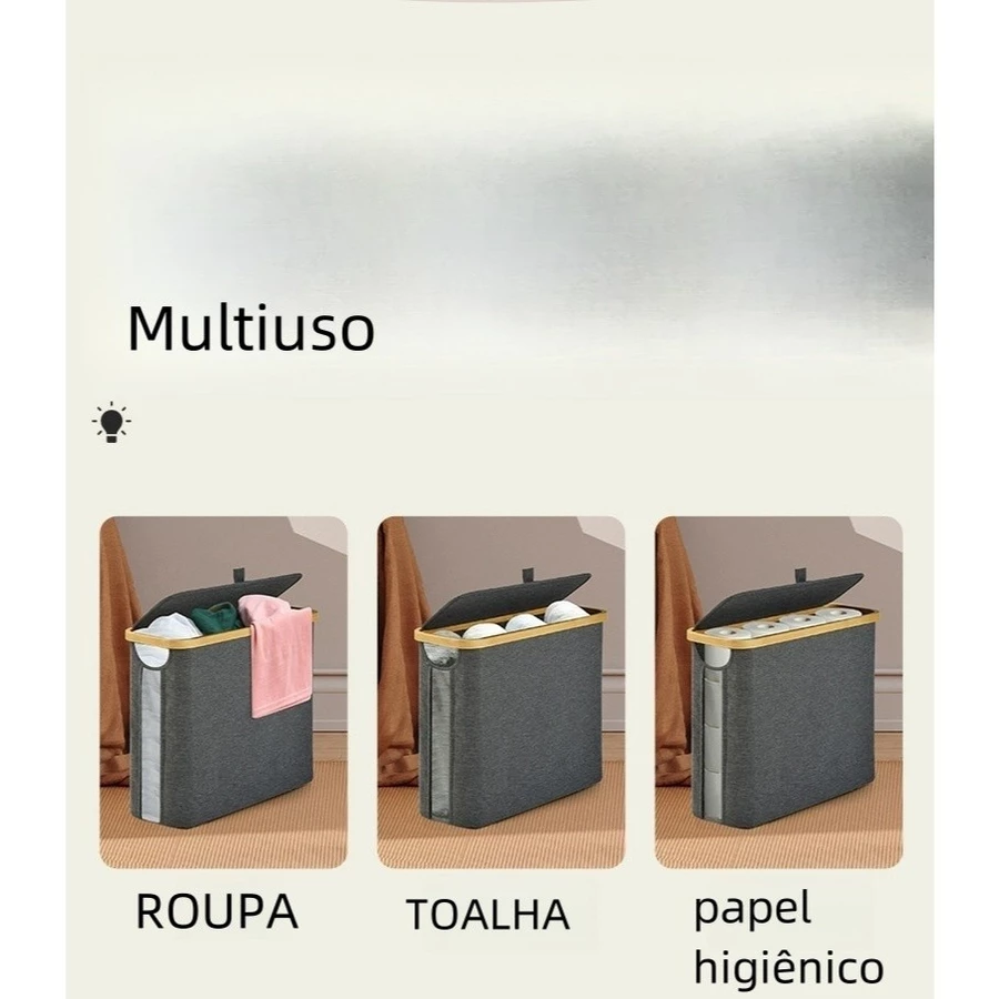Suporte Cesto De Papel Higiênico De Bambu Com Tampa Para Armazenamento De Armário De Banheiro 025-022 — foto 3 de 4