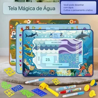 Tapete de Água Mágico Brinquedo Educativo para Criatividade Reutilizável com 3 Canetas Presente