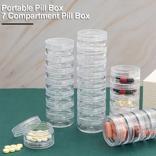 Bhqqy_ 7Pcs Caixa Organizadora Semanal De Comprimidos Viagem Empilhável De 7 Dias Transparente Suplementos Porta Óleo De Peixe Com Tampa