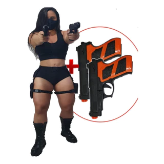 Coldre Duplo De Coxas Fantasia Cosplay Unissex e duas arminhas de brinquedo