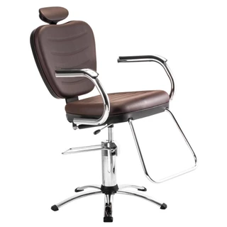 Cadeira Barbeiro Cabeleireiro Hidráulica Encosto Reclinável Marrom Salão Profissional Top Dompel