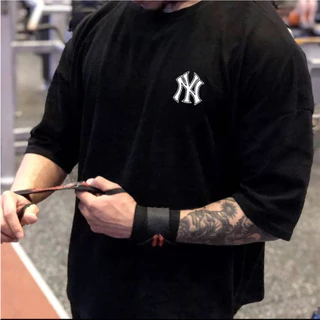 Camiseta Oversized Masculina Estampada NY 100% Algodão, Camisa Streetwear, Academia, Muaculação
