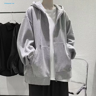 Casual Style Jacket Men Polyester Hoodie Men's Fall Winter Zip-up Cardigan with Pockets Plus Size Coat for Daily Wear in Southeast Asia