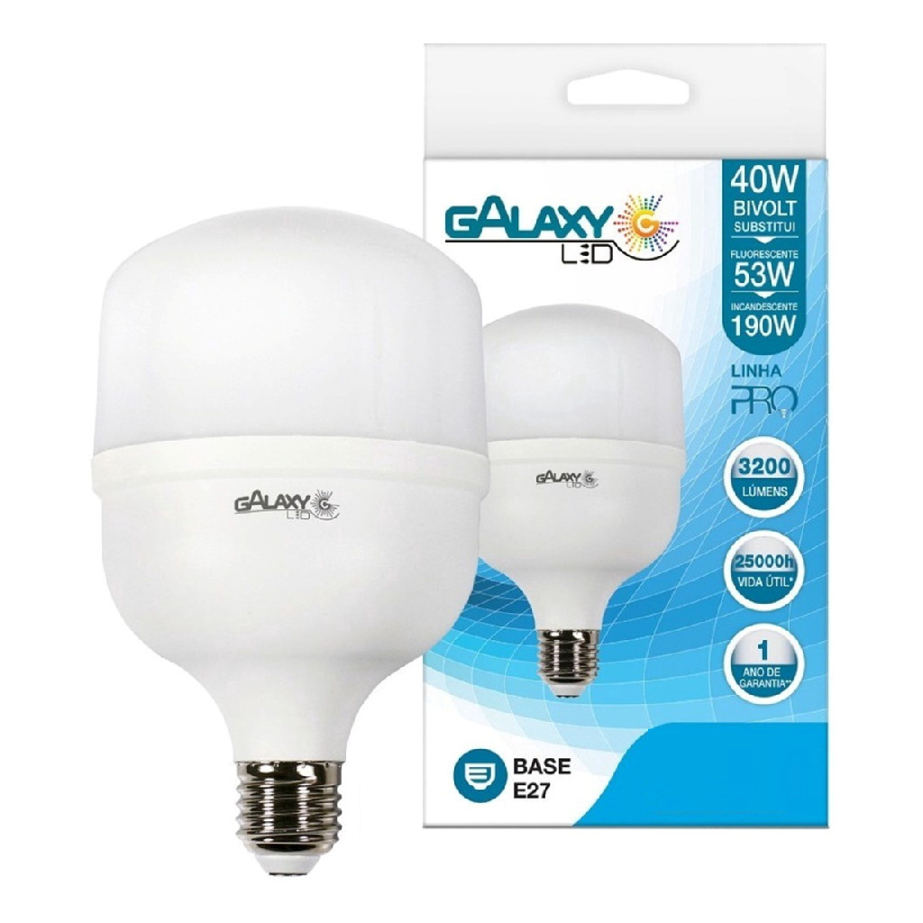 Kit 3 Lampada Led Bulbo 40W Branco Neutro 4000K Alta Potencia