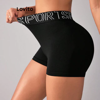 Lovito Shorts esportivos básicos lisos casuais para mulheres LNL65299