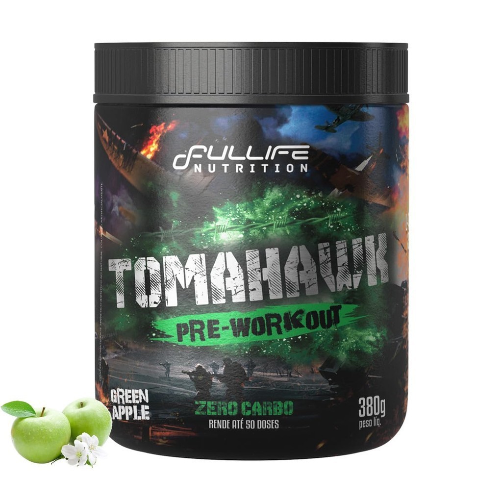 Pré Treino Tomahawk Beta Alanina + Arginina + Inositol 380g (380 Gramas, Green Apple)