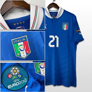 Copa Européia De 2012 Itália Home Kit No . 21 PIRLO Retro Football Jersey Personalizado
