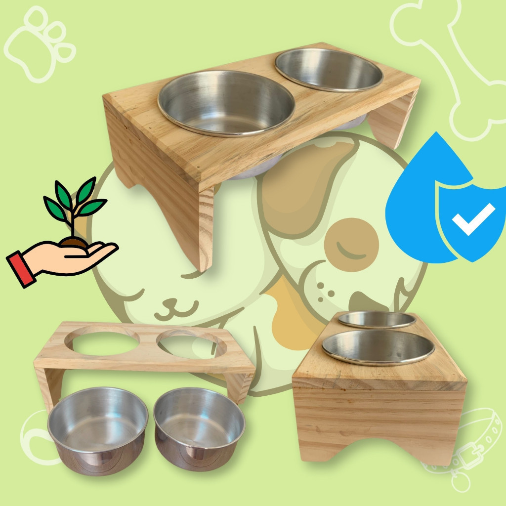 Suporte para Ração e Água com Potes de 960 ml para Cães Médios | Shopee ...