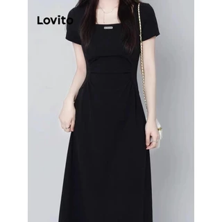 Lovito Vestido básico liso casual para mulheres LNM73151