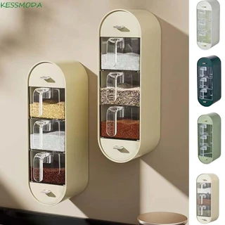 KESSMODA 5 Grids Spice Organizer , Caixa Plástica De Armazenamento De Temperos Sem Furos À Prova De Umidade Montada Na Parede , Condimento Adesivo
