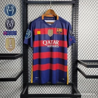 Camisa Blusa de Suor | Retro 2015-16 Temporada Barcelona Home Vermelho/Azul