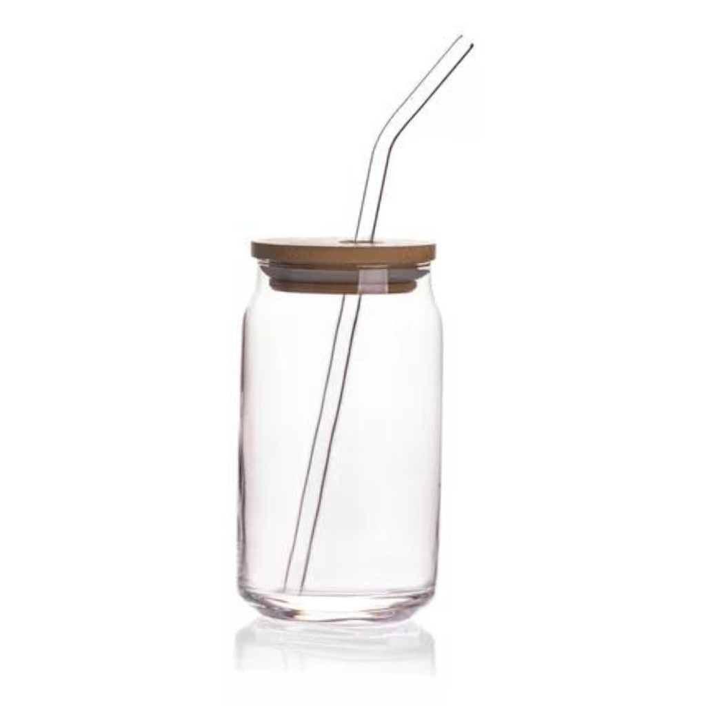 Copo Lata 500ml Com Tampa Bambu E Canudo Vidro Suco Drinks Shopee Brasil