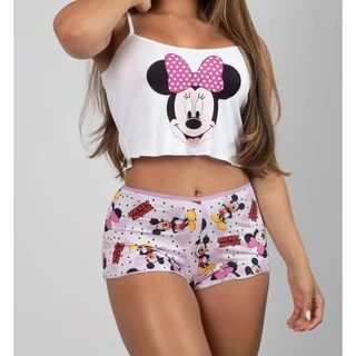 Baby Doll Sortidos Personagens Pijama SUEDE Cropped Ondinha Short Doll de Dormir