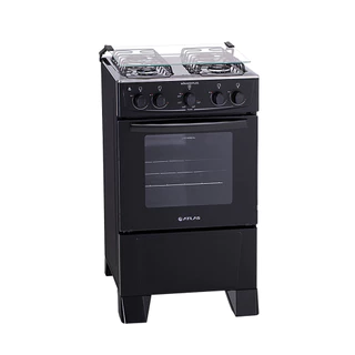 Fogão 4 Bocas Atlas Mônaco Plus com Mesa Inox e Acendimento Automático Preto Bivolt