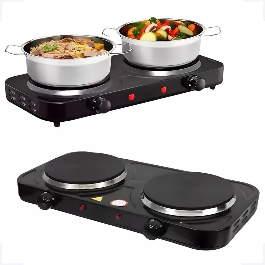 Fogão Cooktop Elétrico Duas Bocas Chapa 220V Portátil PRETO | Shopee Brasil