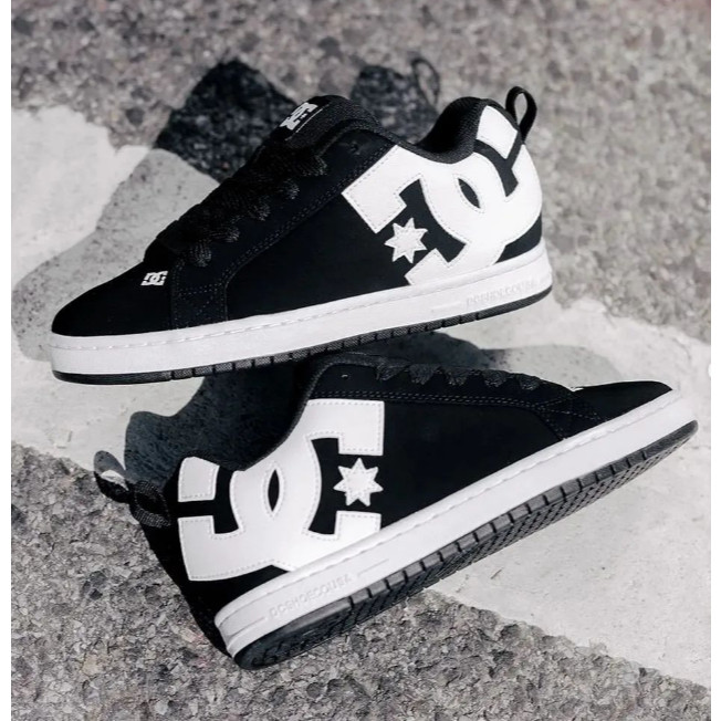 Tenis DC Masculino Skatista Court Graffik Unissex Preto Branco Anvil + LA Nova Linha 2024 Feminino Oferta