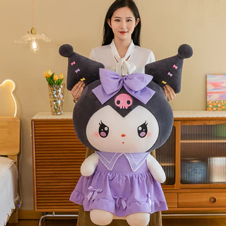 Super fofo fofo Kuromi Kuromi Boneca de brinquedo de pelúcia Cama Melodia Presente de aniversário Boneca Tanabata Presente Animal Boneca Crianças Conjunto Boneca Travesseiro Boneca