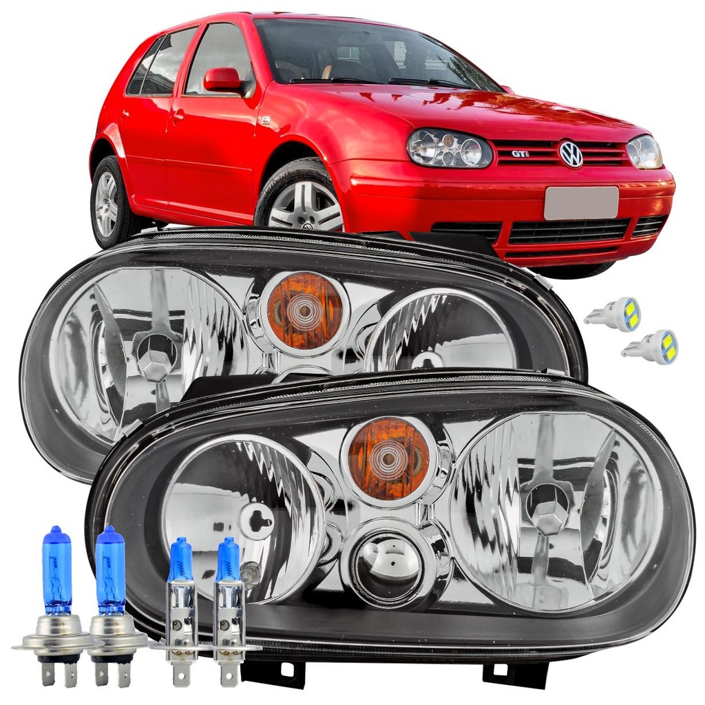 Kit Farol Esportivo Golf MK4 99 A 06 Lente Vidro Temperado + Lampadas ...
