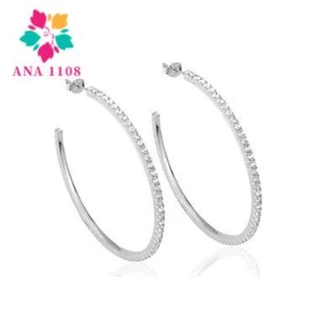 ANA1108 Brinco de Argola Grande Com Strass/Cores Dourada e Prata/Tamanhos 4# a 9# em Oferta na Shopee