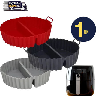 01 Forma de Silicone com Divisória para Airfryer Resistente até 230°C Ideal para Refeições