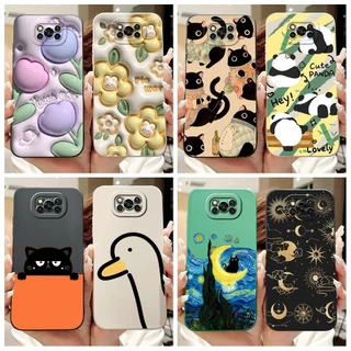 Para A Xiaomi Poco X3 NFC Caixa De Moda Proteção Da Câmera Pintada Com Flor Capa Traseira De Silicone Macia Pro PocoX3