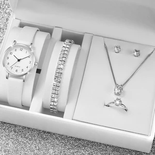 Kegllect 5PCS Women Watch Diamond Jewelry Set Pequeno Discador Digital De Quartzo Relógios De Pulso De Senhora NOBOX