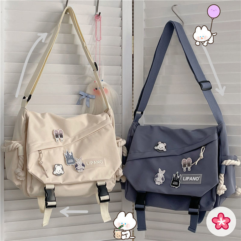 Saco De Ombro Coreano De Grande Capacidade Casal Japonês Retro Workwear Carteiro Menina Estudante Cruzado