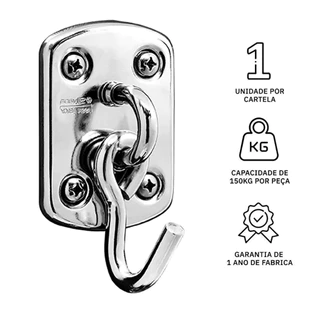 Gancho de Rede 250 Cromado Silvana em Oferta na Shopee