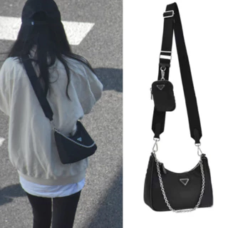 2024 Influenciador Celebrity Star Same Style Nylon Três em Um Saco de Nylon com Corrente de Saco com Corrente de Braço Cruzado