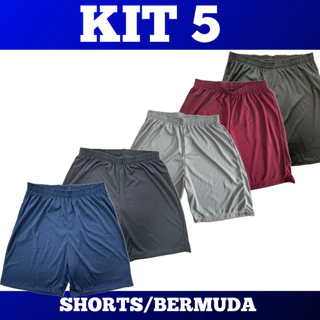 KIT 5 - Short Calção Bermuda Masculina - Futebol Corrida Academia Piscina Praia Casual Lazer