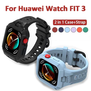 2 Em 1 Case + Strap Para Relógio Huawei Fit 3 Bracelete TPU Soft Pulseira Fit3 Correia De Substituição De Esportiva De Silicone