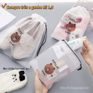 Saco Louco Transparente À Prova D'água/Com Cordão De Arrastar Para Maquiagem/Viagem