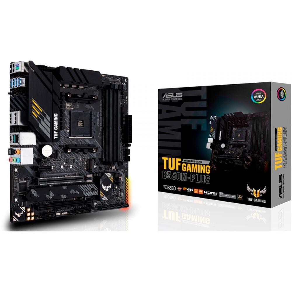 Placa Mãe Asus TUF Gaming B550M PLUS AMD AM4 mATX DDR4 RGB Para Computadores