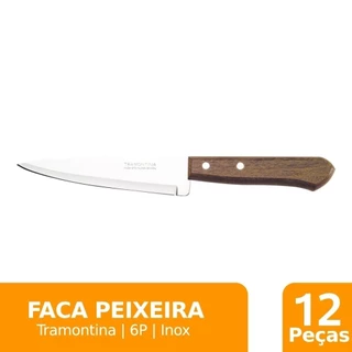Faca Peixeira Tramontina 6P Inox Cabo Madeira 12 Peças em Oferta na Shopee
