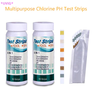 UVIG > 6 Em 1 Tiras De Teste De Cloro Multiuso PH Água De Piscina SPA Papel Novo