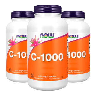 Kit 3x Vitamina C-1000mg Now Foods 100mg Bioflavonóides 250Caps /Made in Usa