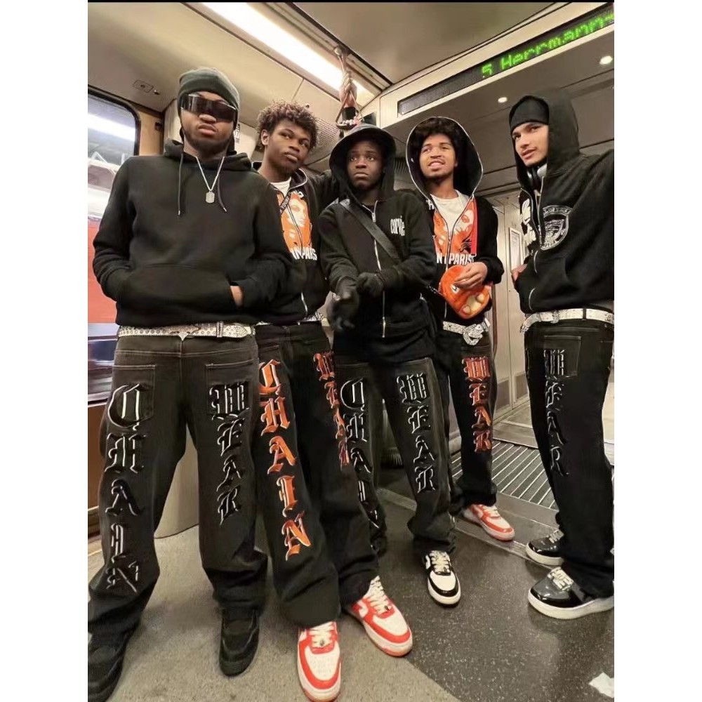 'Rock Out' Rede Grunge Goth Y2k Pants