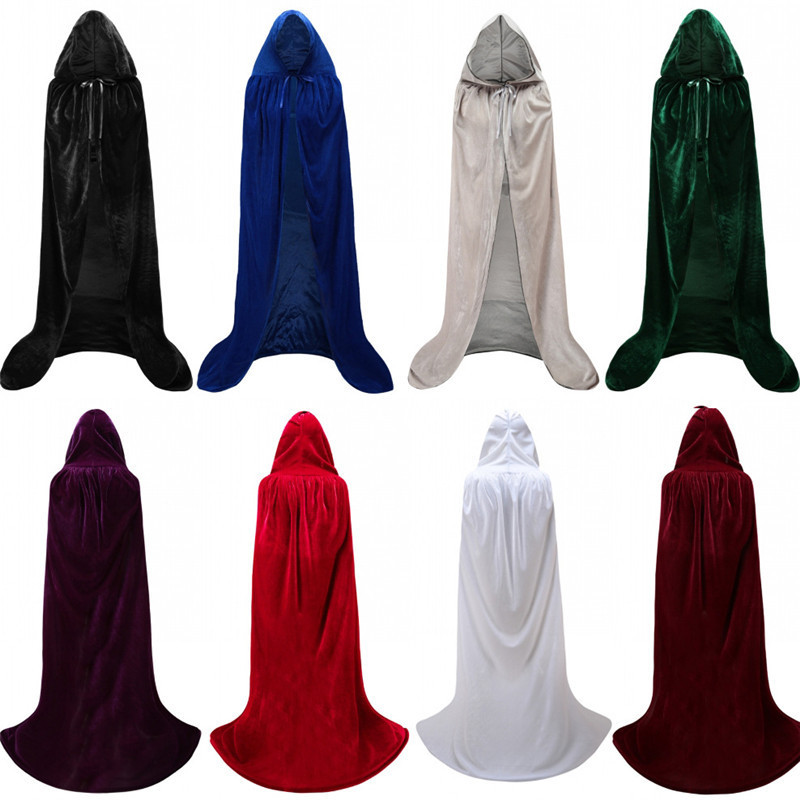 2022 Halloween veludo manto com capuz Mago Capa bruxa blusão fino xale médio grosso traje de palco