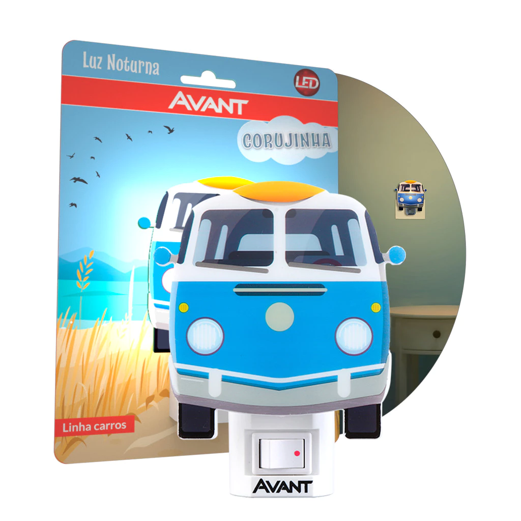 Abajur Infantil Kombi 1W 3000K Bivolt Luz Noturna Branco Quente Avant
