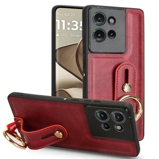 Pulseira Anti-Queda Moda Capa De Telefone Para Motorola Moto G14 G34 X50 S50 Neo G85 Edge 50 Fusion Ultra Pro 5G Cor Sólida Suporte De Negócios Couro