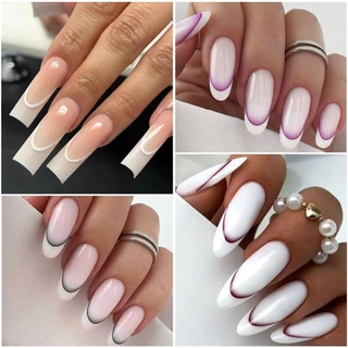 [HGF]Adesivos Para Artes Em Unhas , 12 Folhas , Ponta Francesa , Autoadesivos Cor Gradiente Acessórios