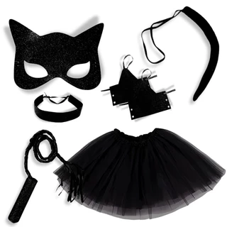Fantasia Mulher Gato Sensual Acessório Carnaval Halloween Dia das Bruxas