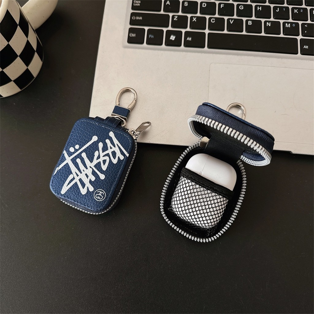 STUSSY Bolsa De Armazenamento De Couro Capa Para AIRPODS 4 ANC