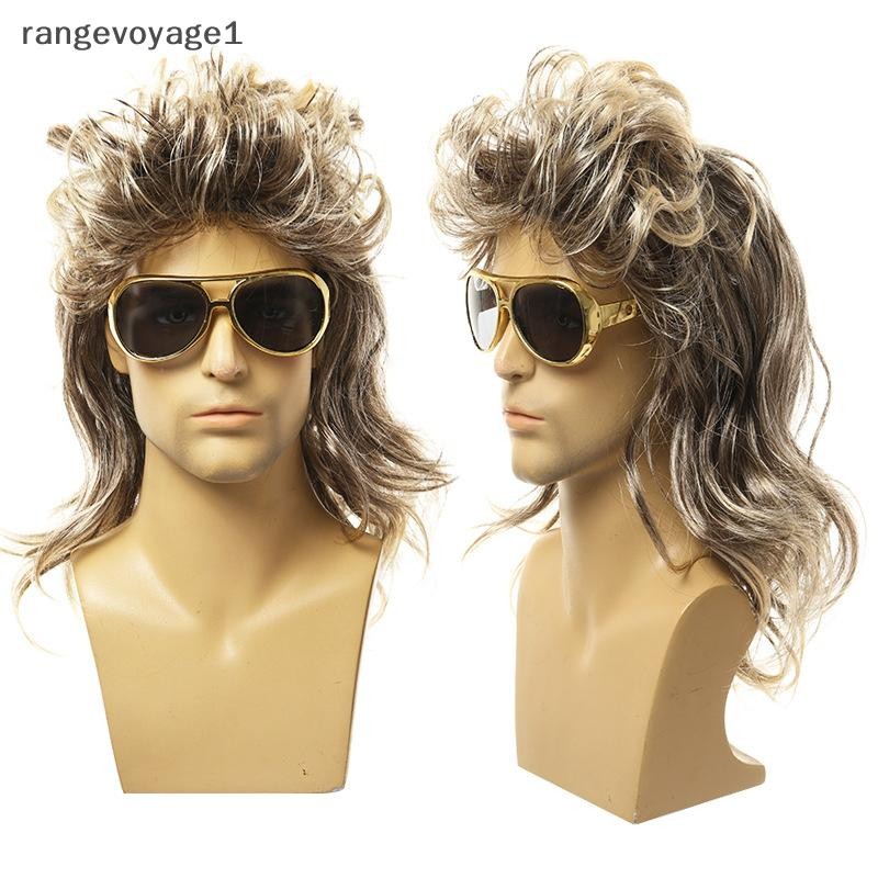 [rangevoyage1] Perucas De Tainha Para Homens 70s 80s Fantasias Masculinas Longas Encaracoladas Fantasia Acessório De Fes