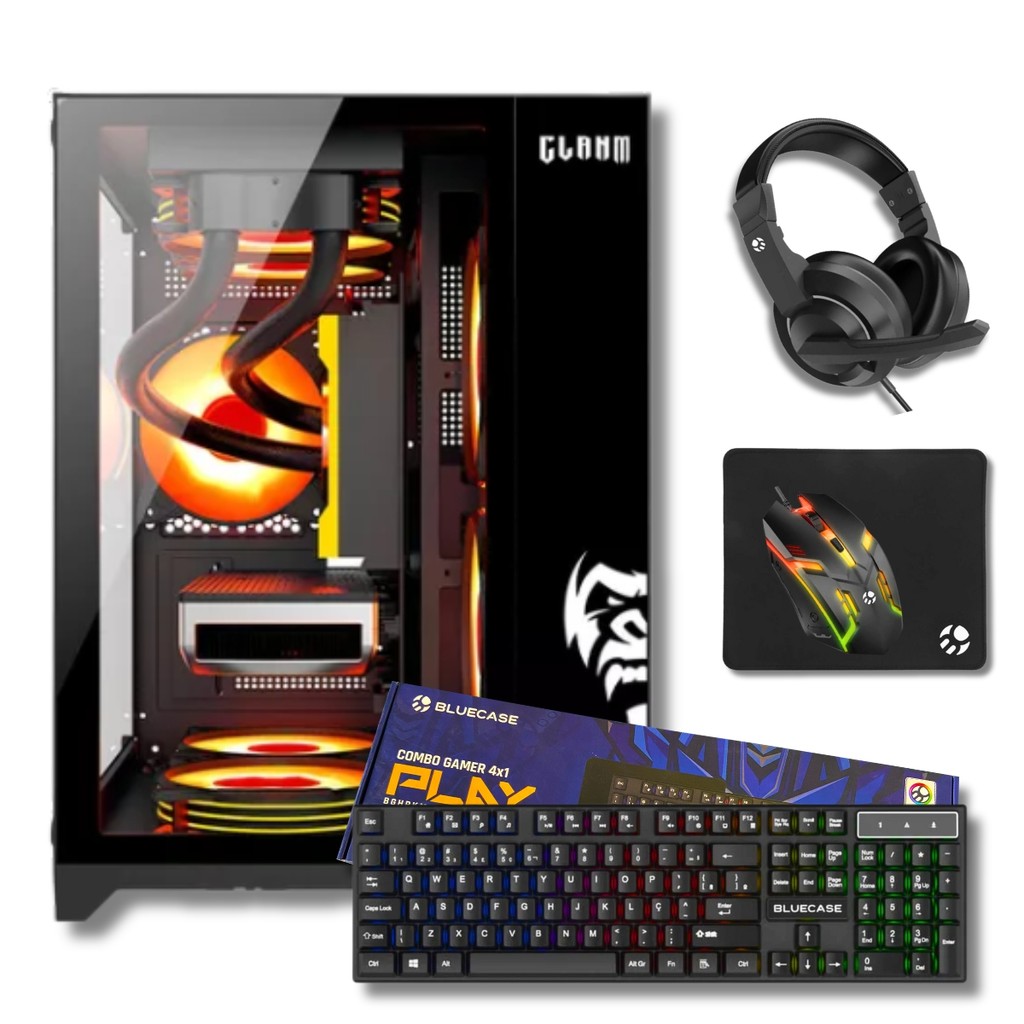 Gabinete Gamer Aquario Nightmare Kit Gamer Micro-ATX/ITX Preto