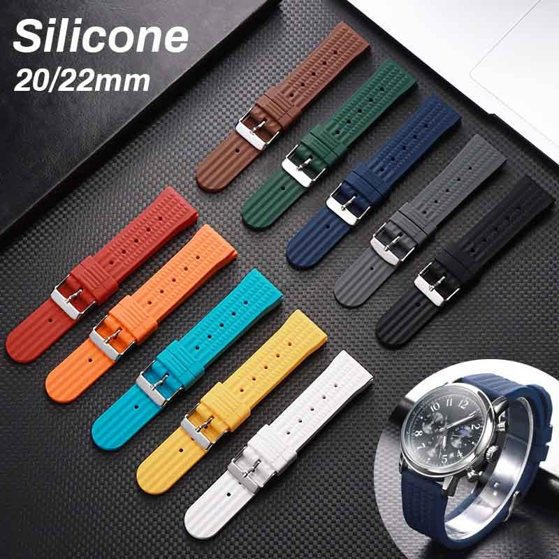 Pulseira De Relógio De Silicone Universal 20mm 22mm Padrão De Listra ...