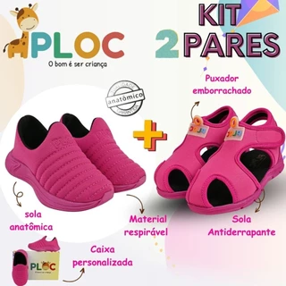 Kit 2 Pares: Calce Fácil Colors PINK sola Pink  + Papete Menina Ploc Pap01 em Oferta na Shopee