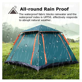 Nova - Barraca Camping Automática Canvas 4 Pessoas 210x210x150cm Verde, bege, azul  ótima qualidade em Oferta na Shopee