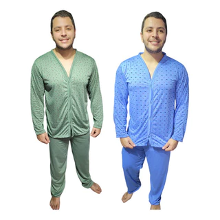 Kit 2 Pijamas Masculino Aberto Com Botões De Inverno Longo Conjunto Fechado De Dormir Homem Frio em Oferta na Shopee