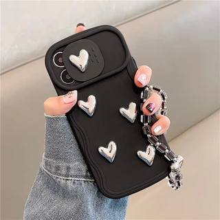 Capa De Celular Adequada Para IPhone 11 12 X XR XS Max SE 7 Plus 8 13 14 15 Pro Antiderrapante , E Resistente À Sujeira Bonito Emparelhado Com Coração Pulseira
